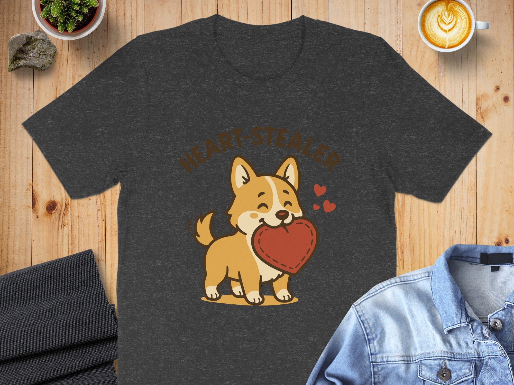 Cute Heart Stealer Corgi Graphic Tee