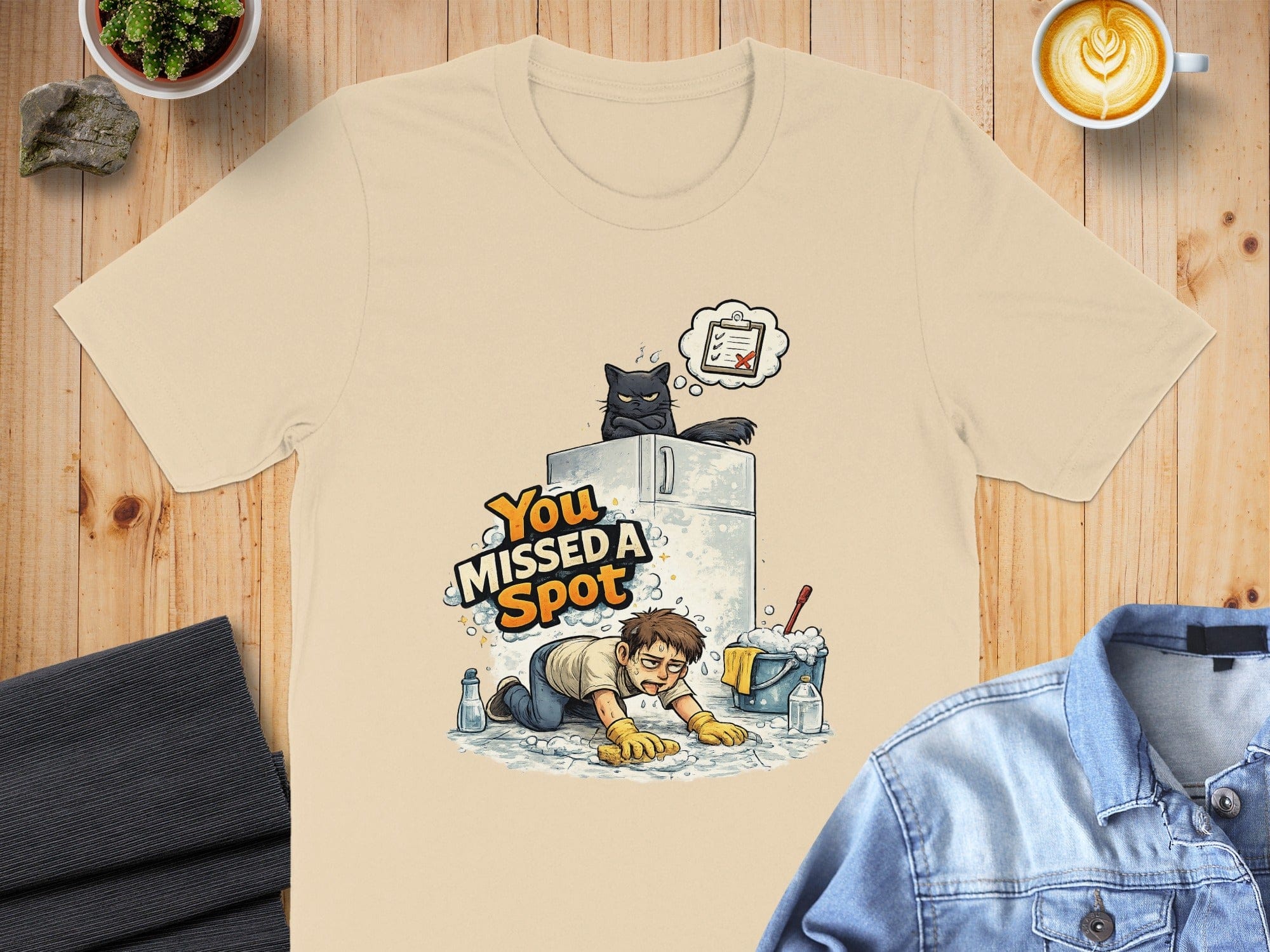 You Missed a Spot Funny Cartoon Cleaning T-Shirt
