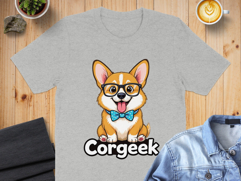 Corgi with Glasses and Bow Tie Graphic Corgi Shirt