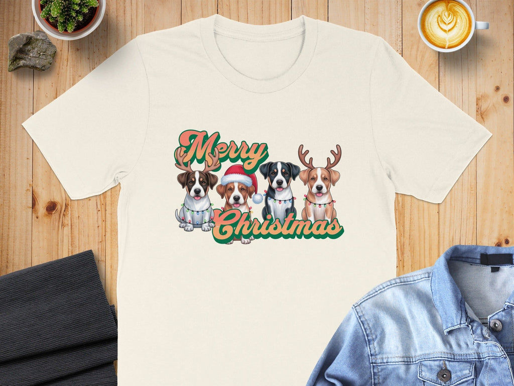 Adorable Dog Merry Christmas Graphic Tee