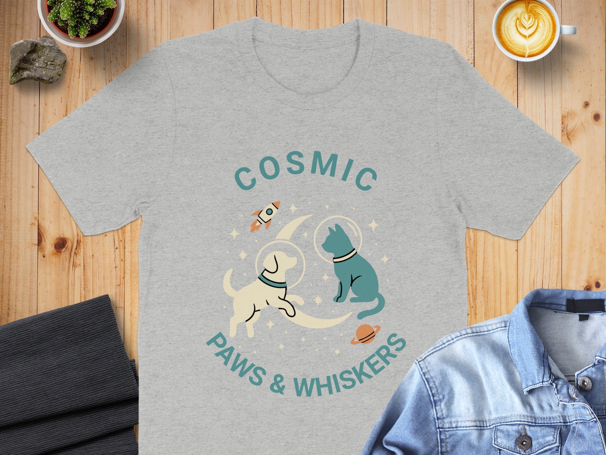 Cosmic Paws and Whiskers Graphic T-shirt