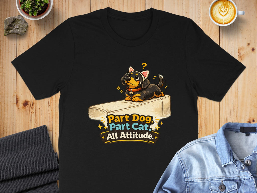 Part Dog Part Cat All Attitude graphic t-shirt