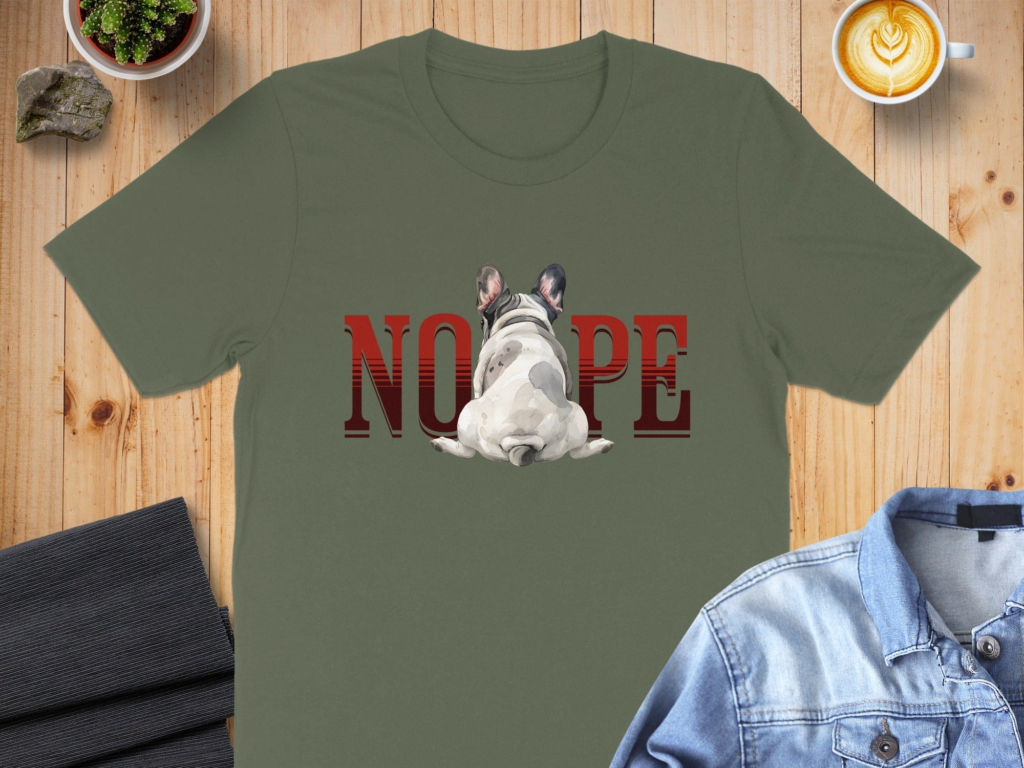 Nope Bulldog Design Graphic Tee Shirt