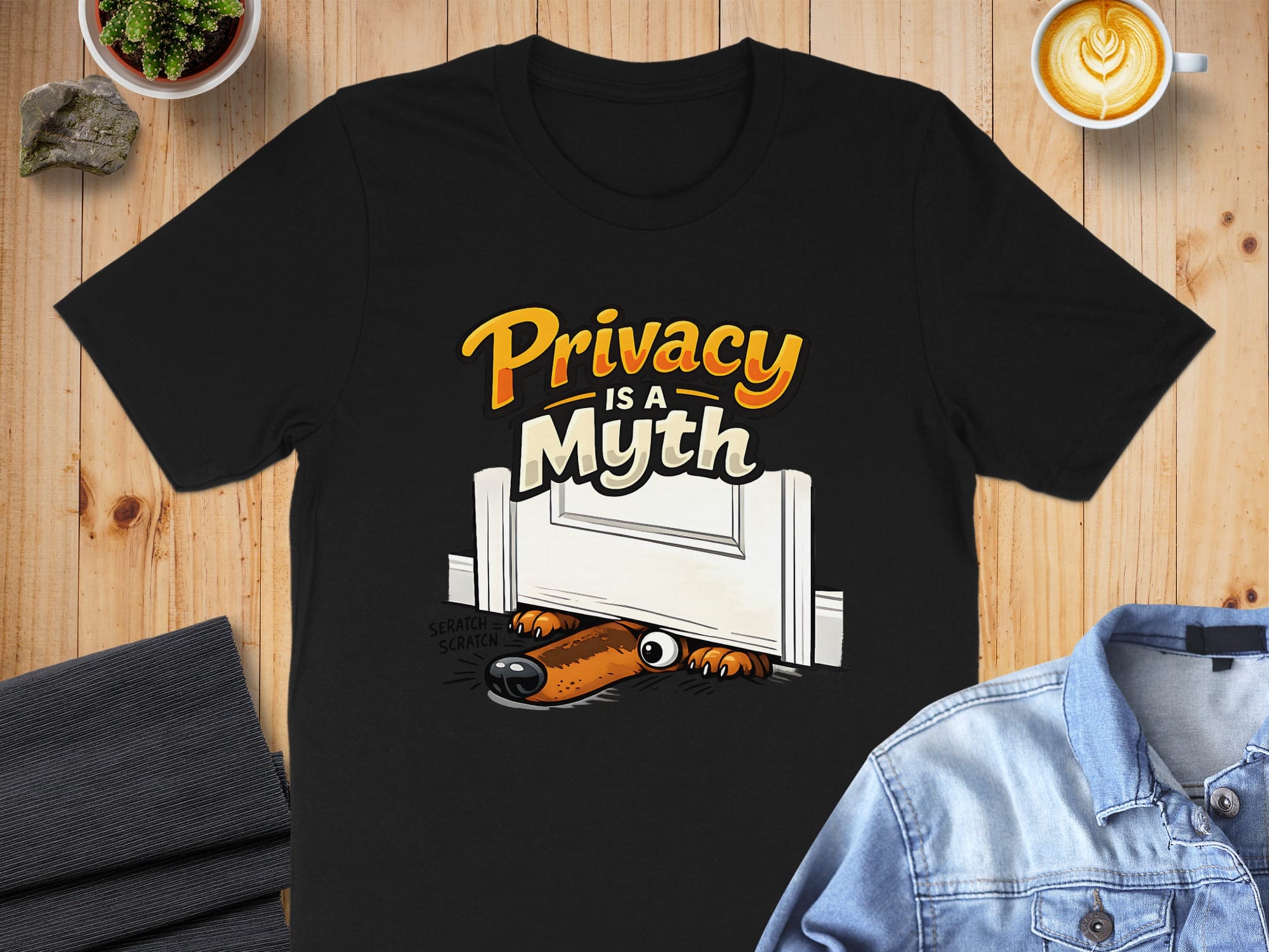 Privacy is a Myth Funny Dog Graphic T-shirt