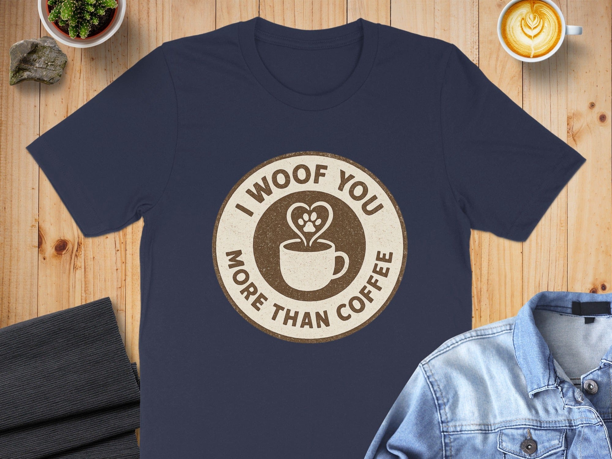 I Woof You More Than Coffee Printed T-shirt