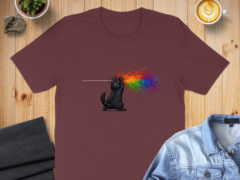 Cat Shooting Rainbow Laser Beam T-shirt