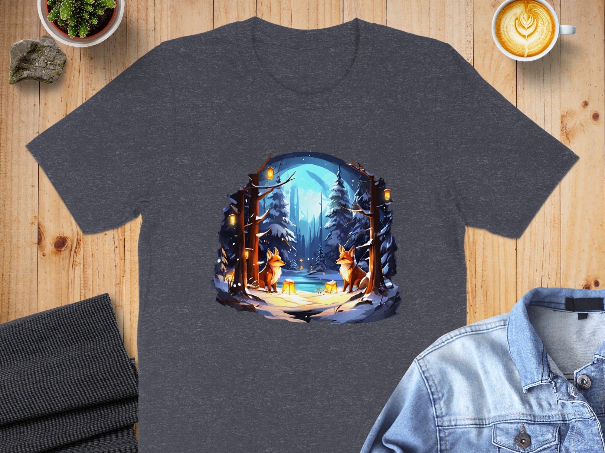 Forest Animals Gathering Winter Night T-shirt