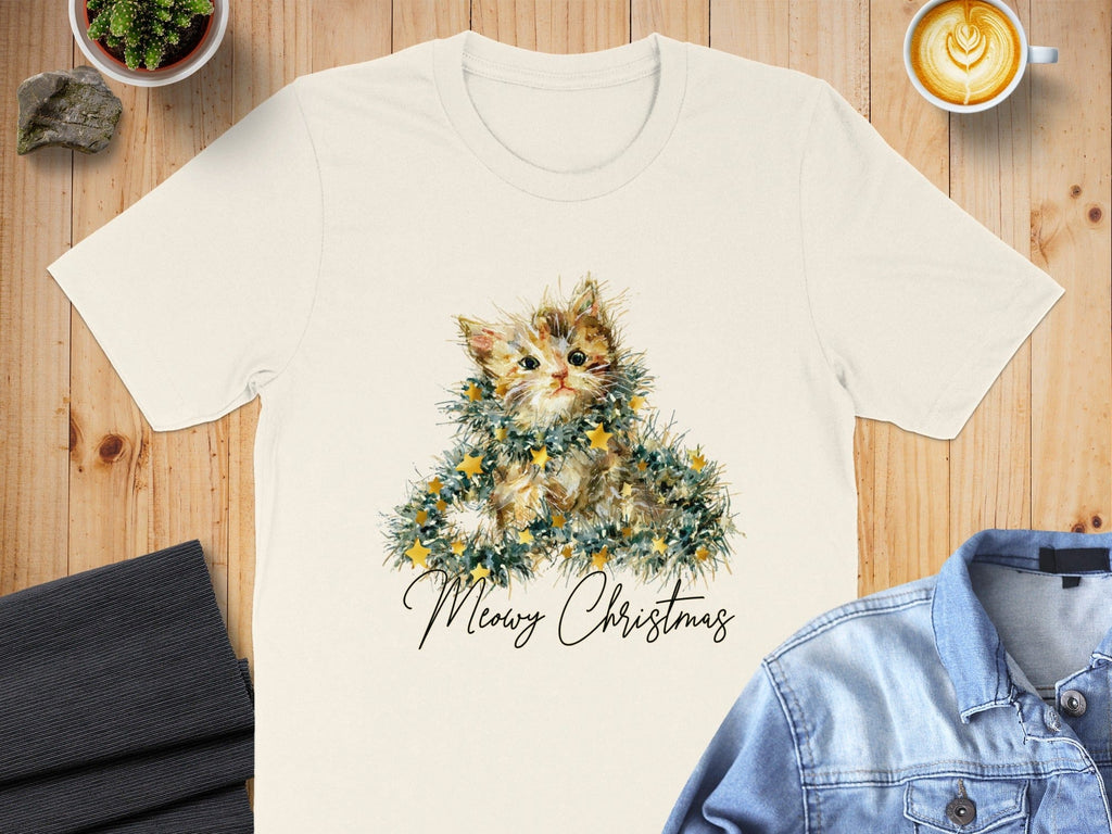 Merry Christmas Cat T-Shirt for Holiday Celebrations