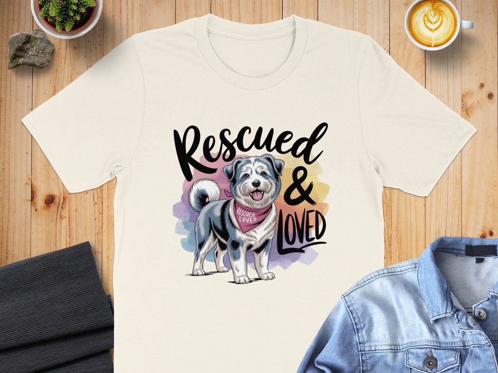 Rescued and Loved Graphic Tee Shirt for Dog Lovers