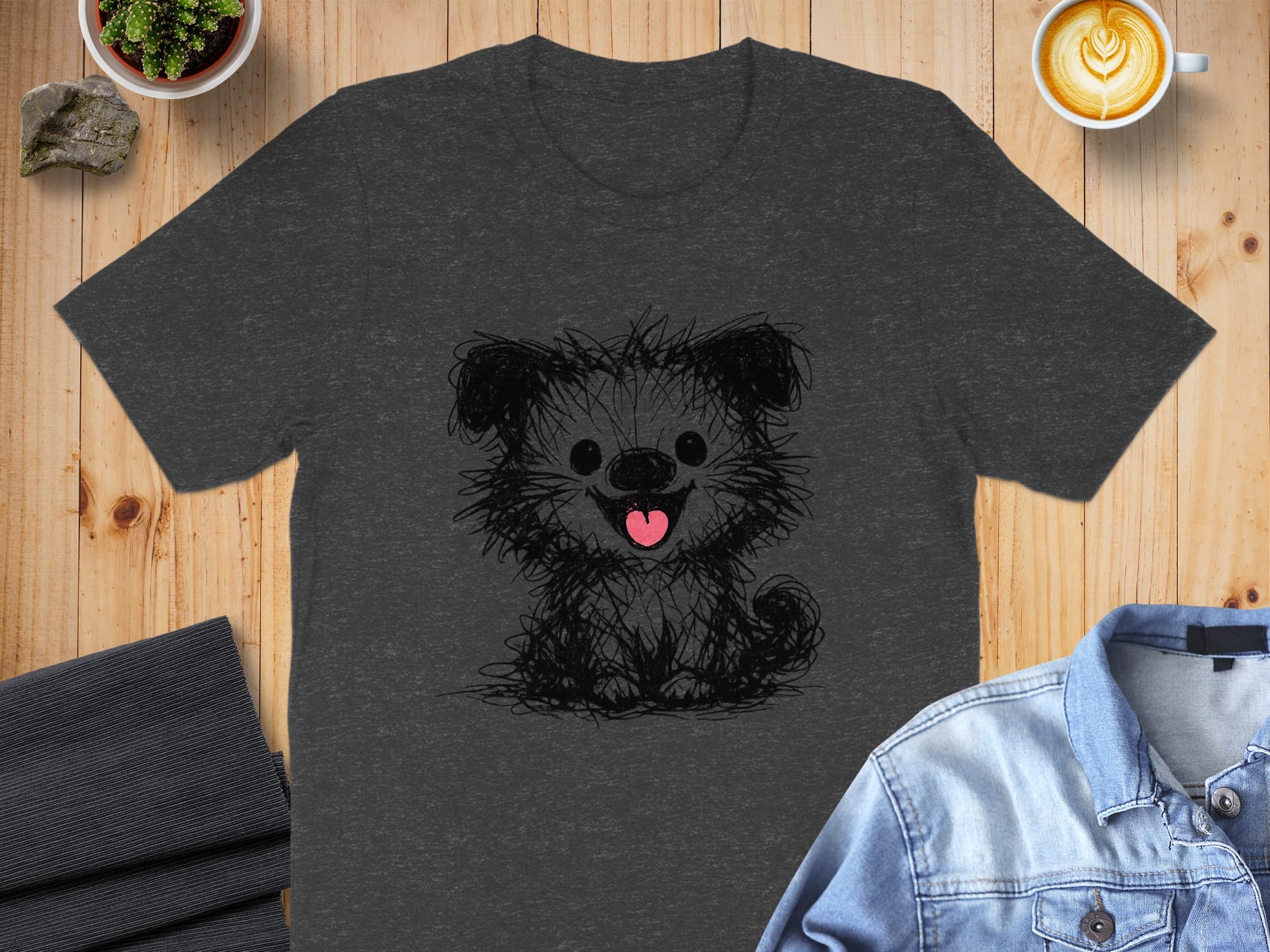Adorable Scribble Puppy Graphic Tee for Dog Lovers