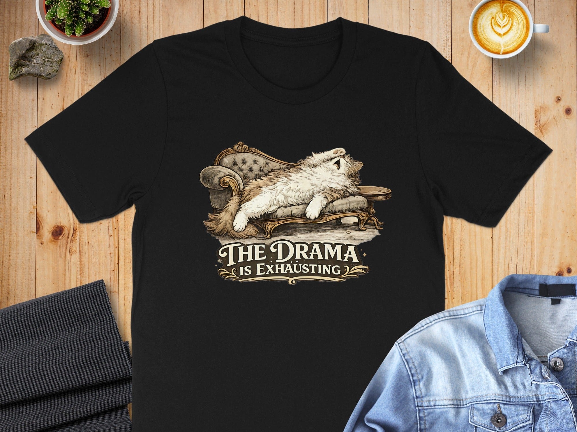 The Drama Is Exhausting Funny Cat Design T-shirt