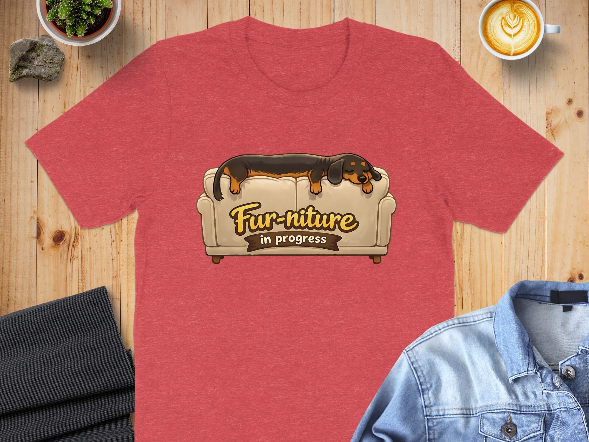 Fur-niture in Progress Dachshund Cartoon T-Shirt