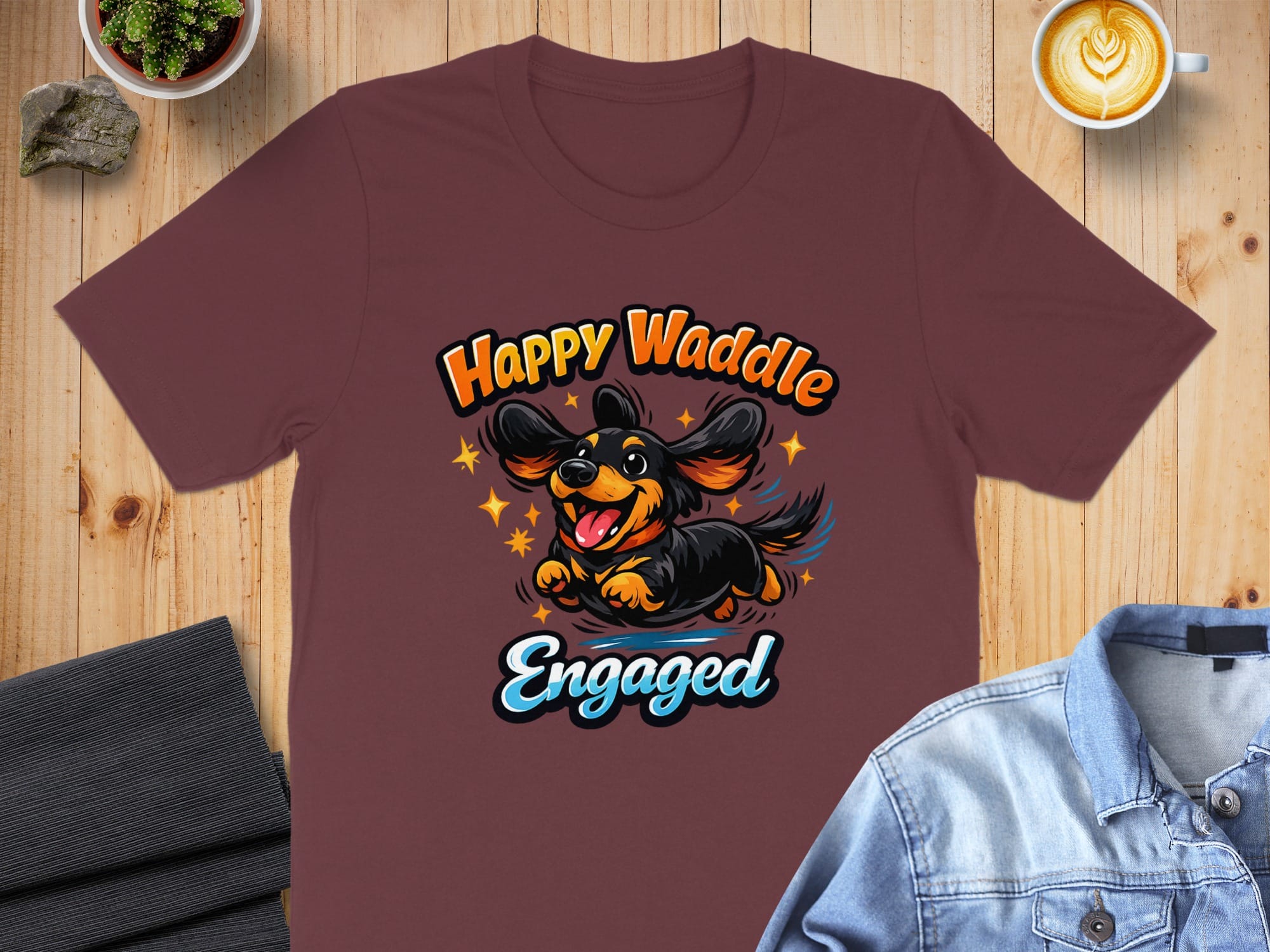 Happy Waddle Engaged Dachshund Graphic T-shirt