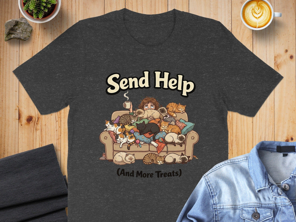 Send Help And More Treats Cat Lover Humor Shirt