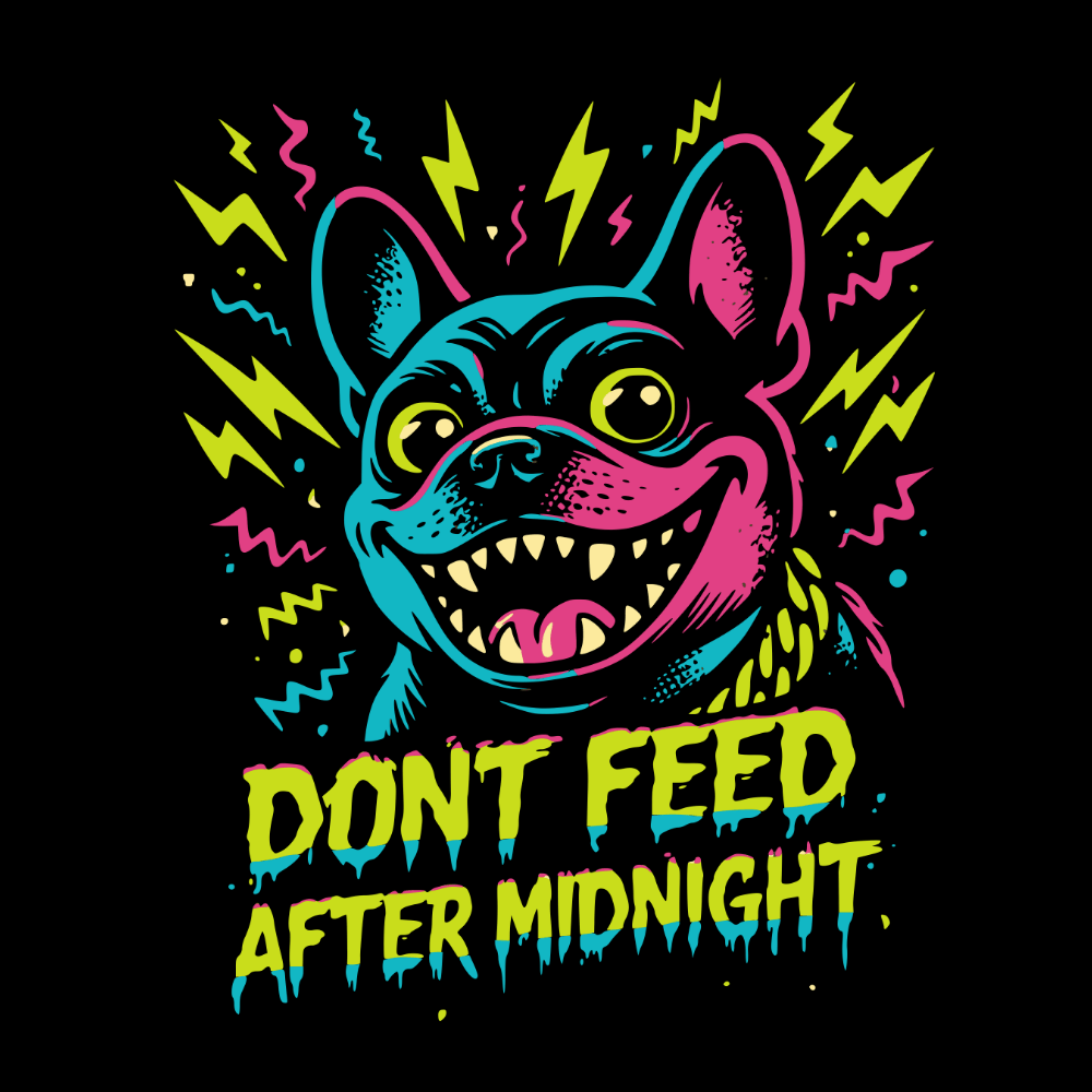 Don't Feed After Midnight Dog Art Print Graphic Design