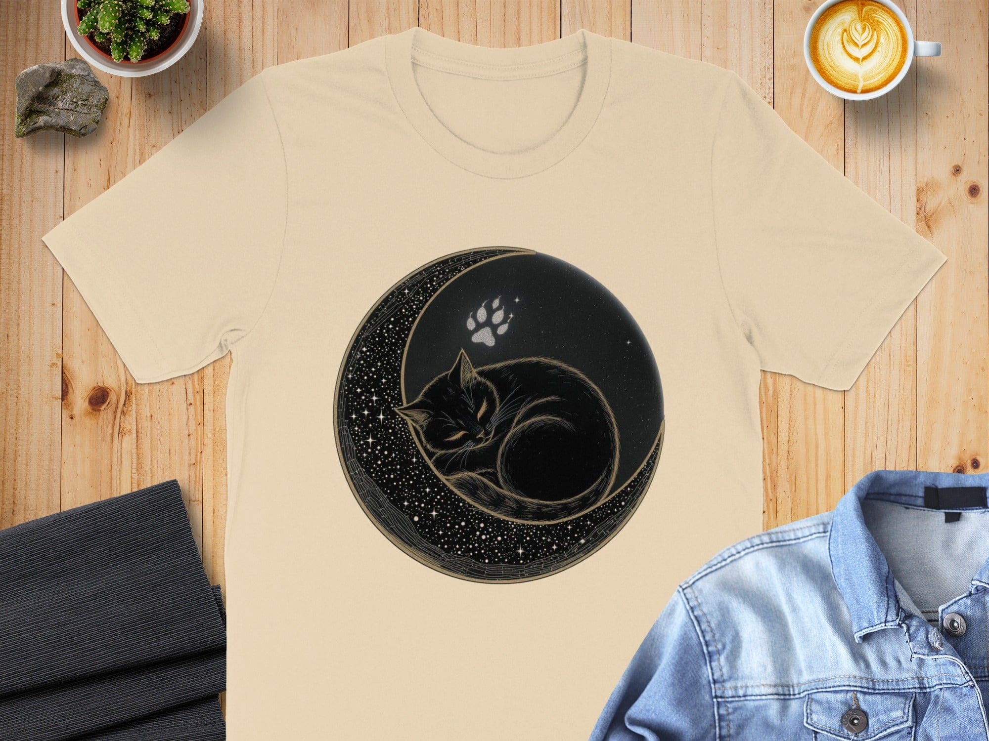 Yin Yang Cat with Paw Print Design T-shirt