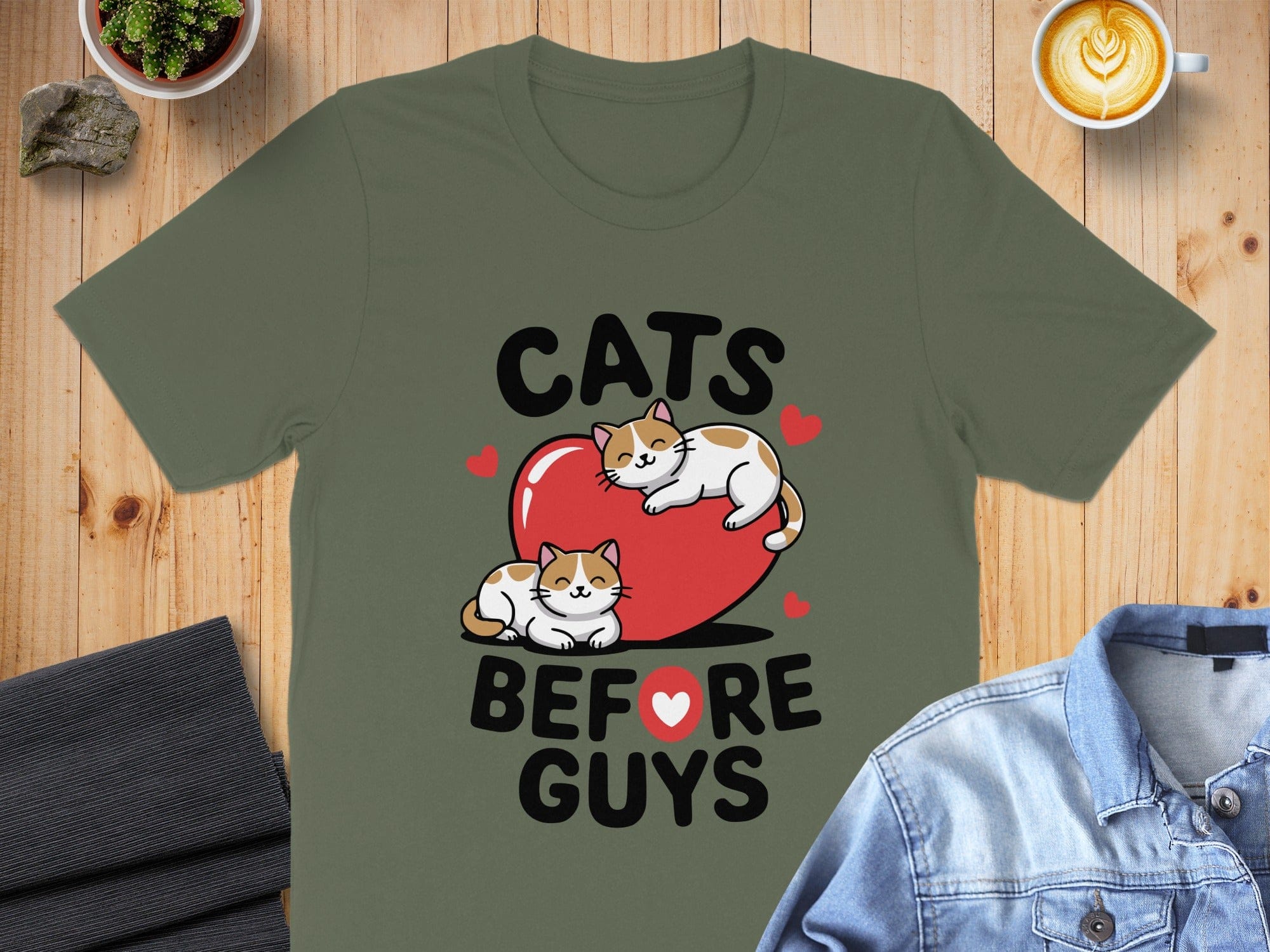 Cats Before Guys Cute Graphic T-shirt