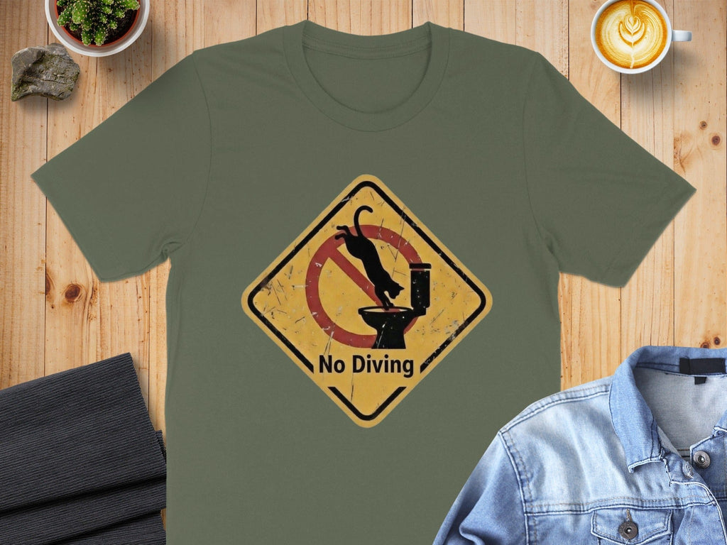 No Diving Sign Funny Graphic Tee for Everyday Wear