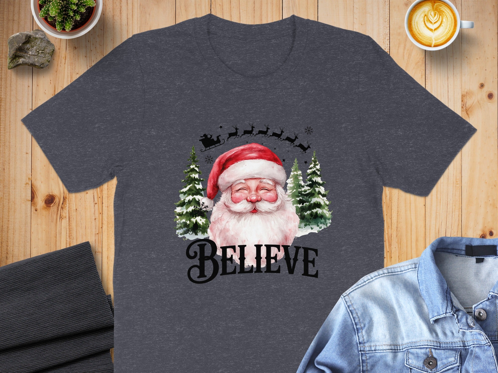 Santa Believe T-Shirt Christmas Graphic Tee Product