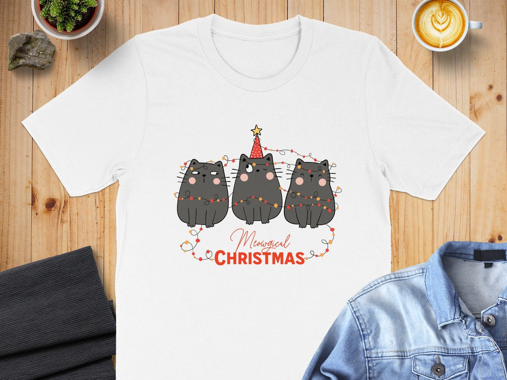 Meowy Christmas Cute Cat Festive T-shirt Design