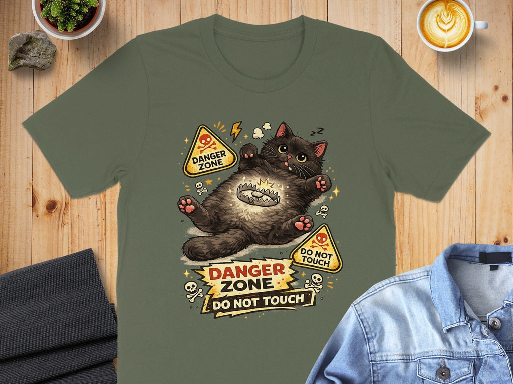 Funny Cat Danger Zone Do Not Touch T-shirt