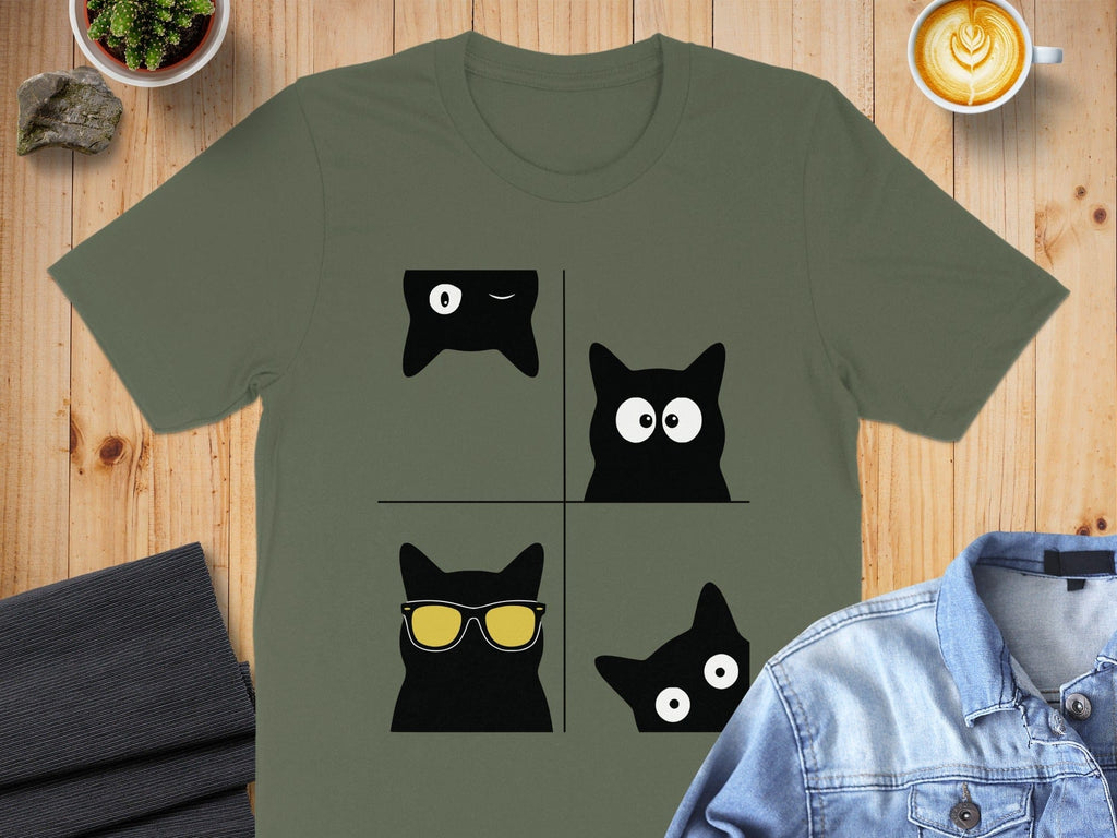 Fun Black Cat Graphic Design T-Shirt for Animal Lovers