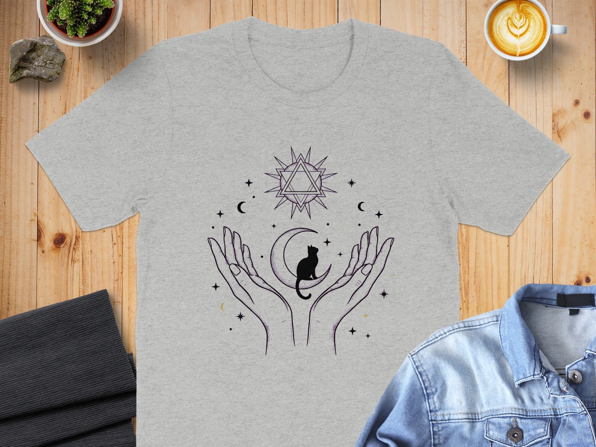Mystic Hands and Cat with Celestial Symbols Shirt