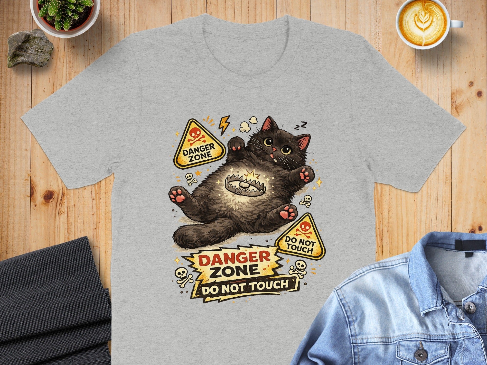 Danger Zone Do Not Touch Funny Cat Graphic T-shirt