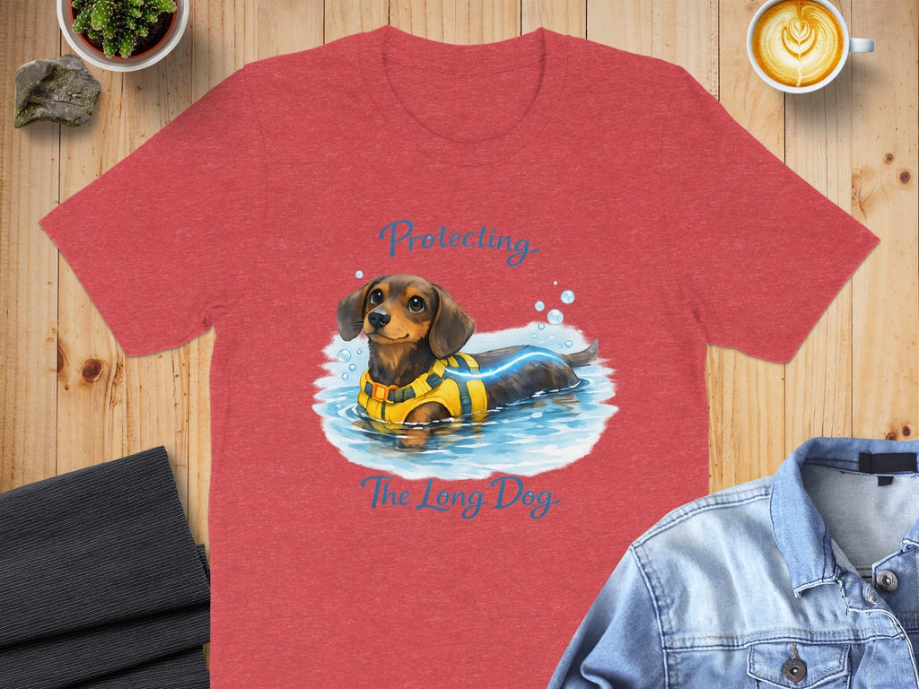 Protecting The Long Dog Red Graphic T-Shirt