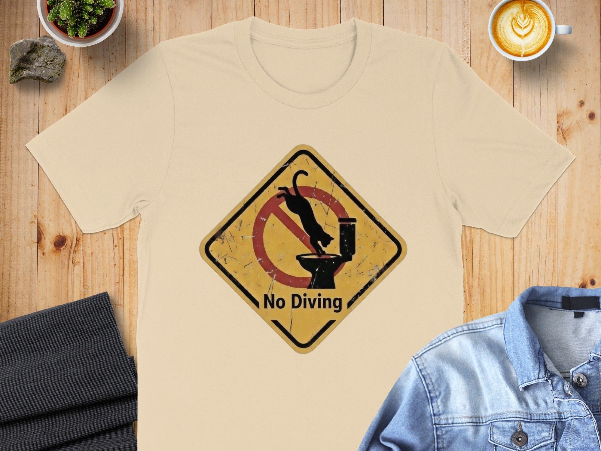 Funny No Diving Toilet Sign Graphic T-Shirt