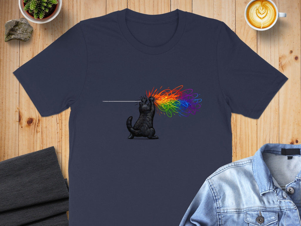 Cat Shooting Rainbow Beam Graphic T-Shirt Design