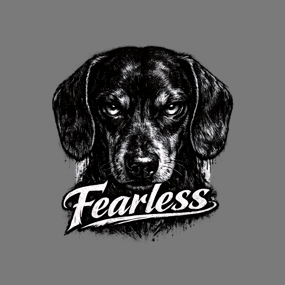 Fearless Dog Illustration Graphic Animal Art Poster