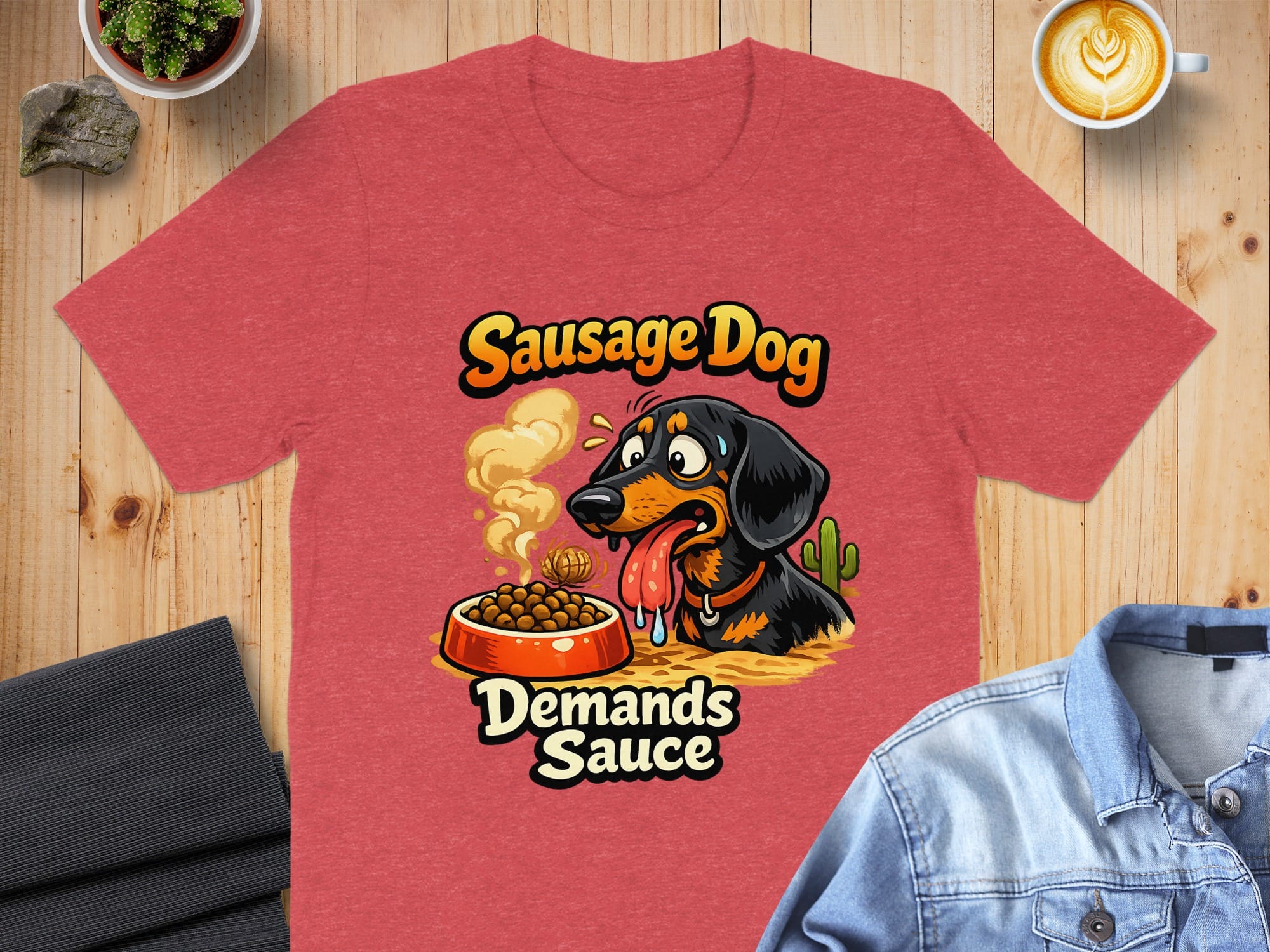 Sausage Dog Demands Sauce Graphic T-Shirt