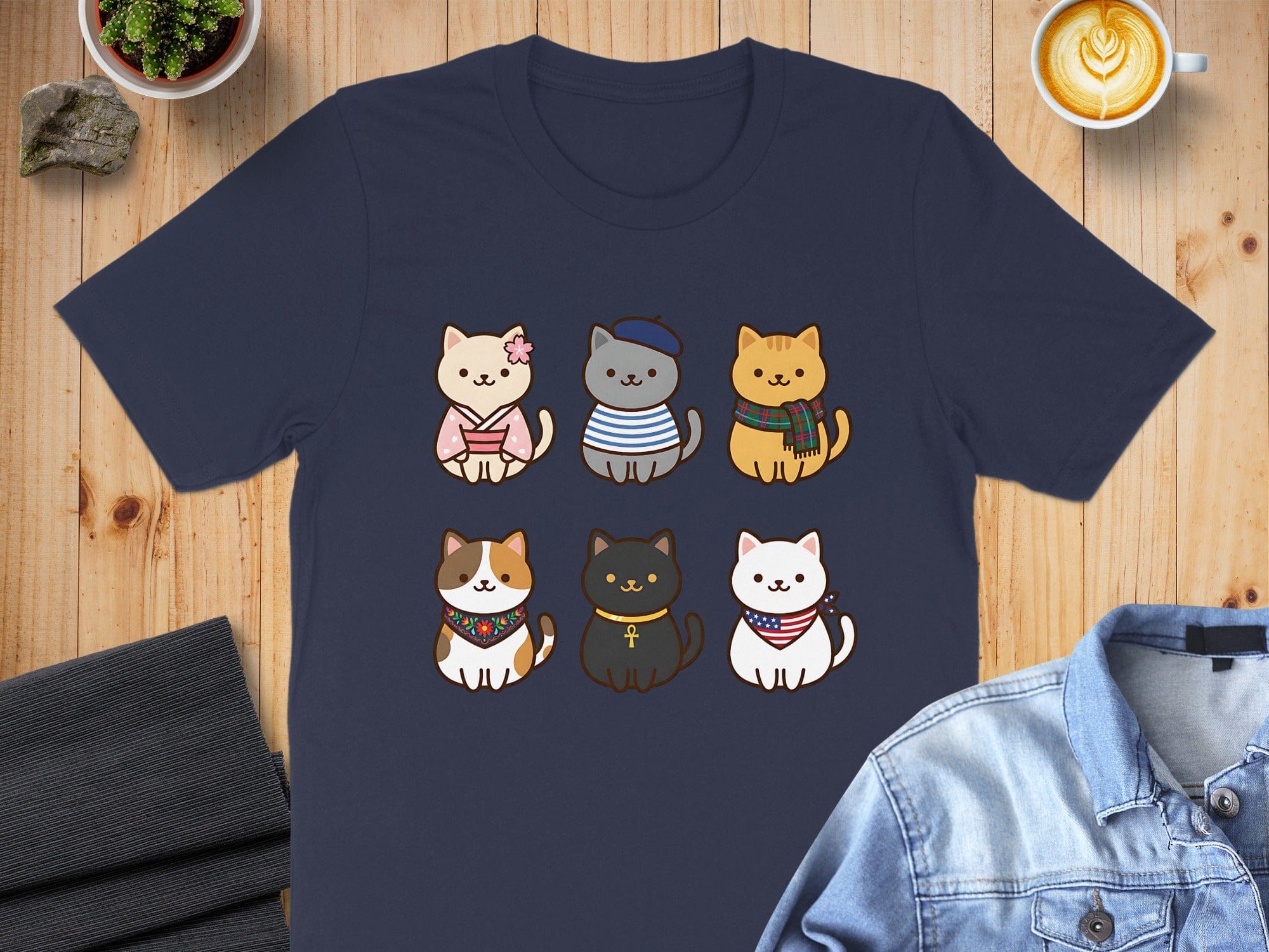 Cute Cat Characters Graphic Tee for Animal Lovers