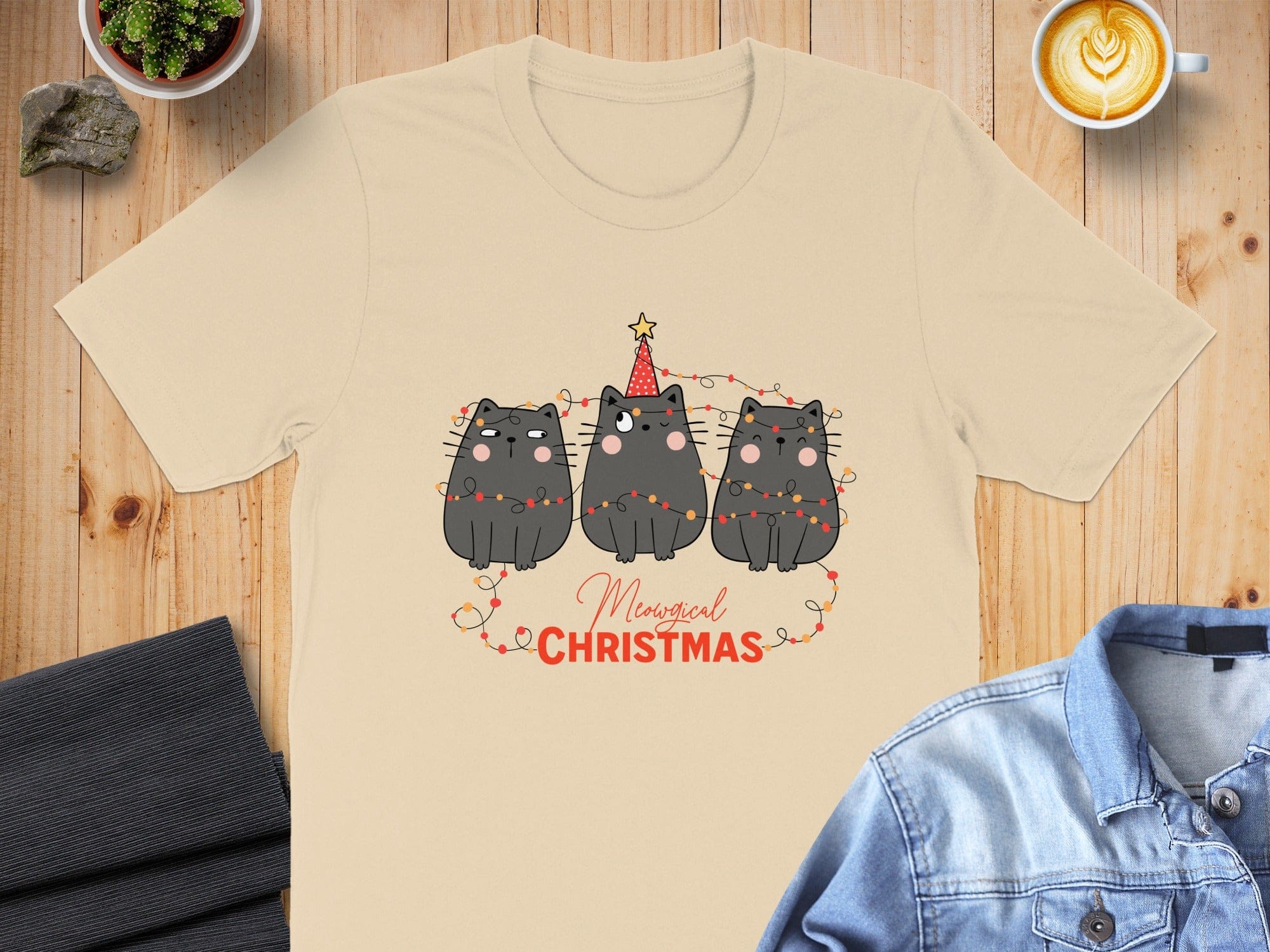 Meowy Christmas Cute Black Cats Festive T-Shirt