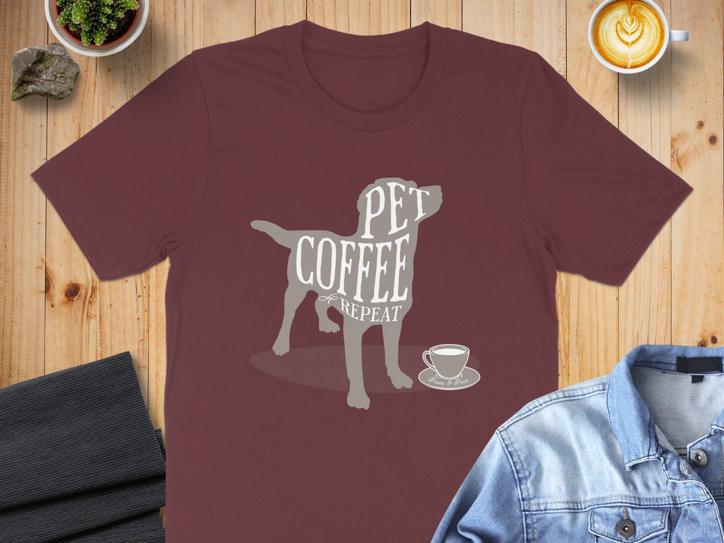 Pet Coffee Repeat Graphic T-Shirt for Coffee Lovers