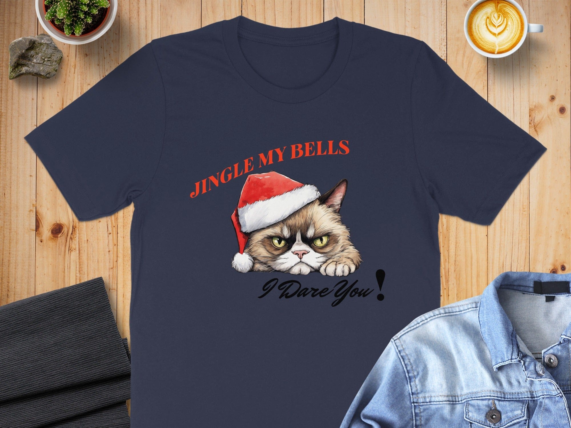 Jingle My Bells I Dare You Cat Printed T-Shirt