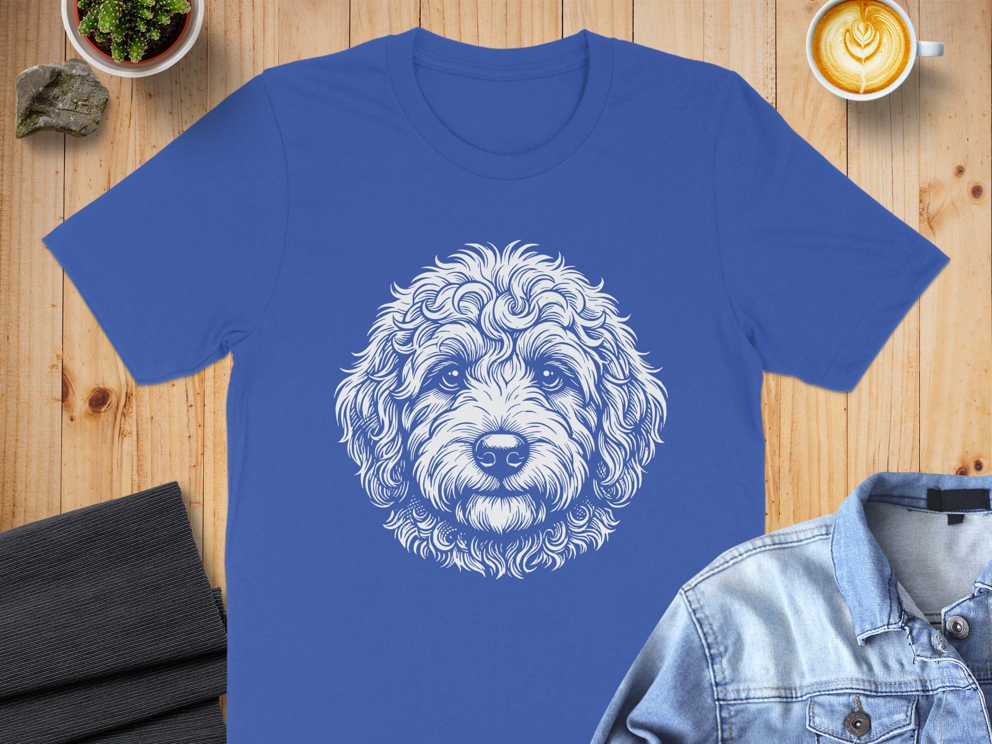 Adorable Dog Illustration on Blue Shirt for Dog Lovers