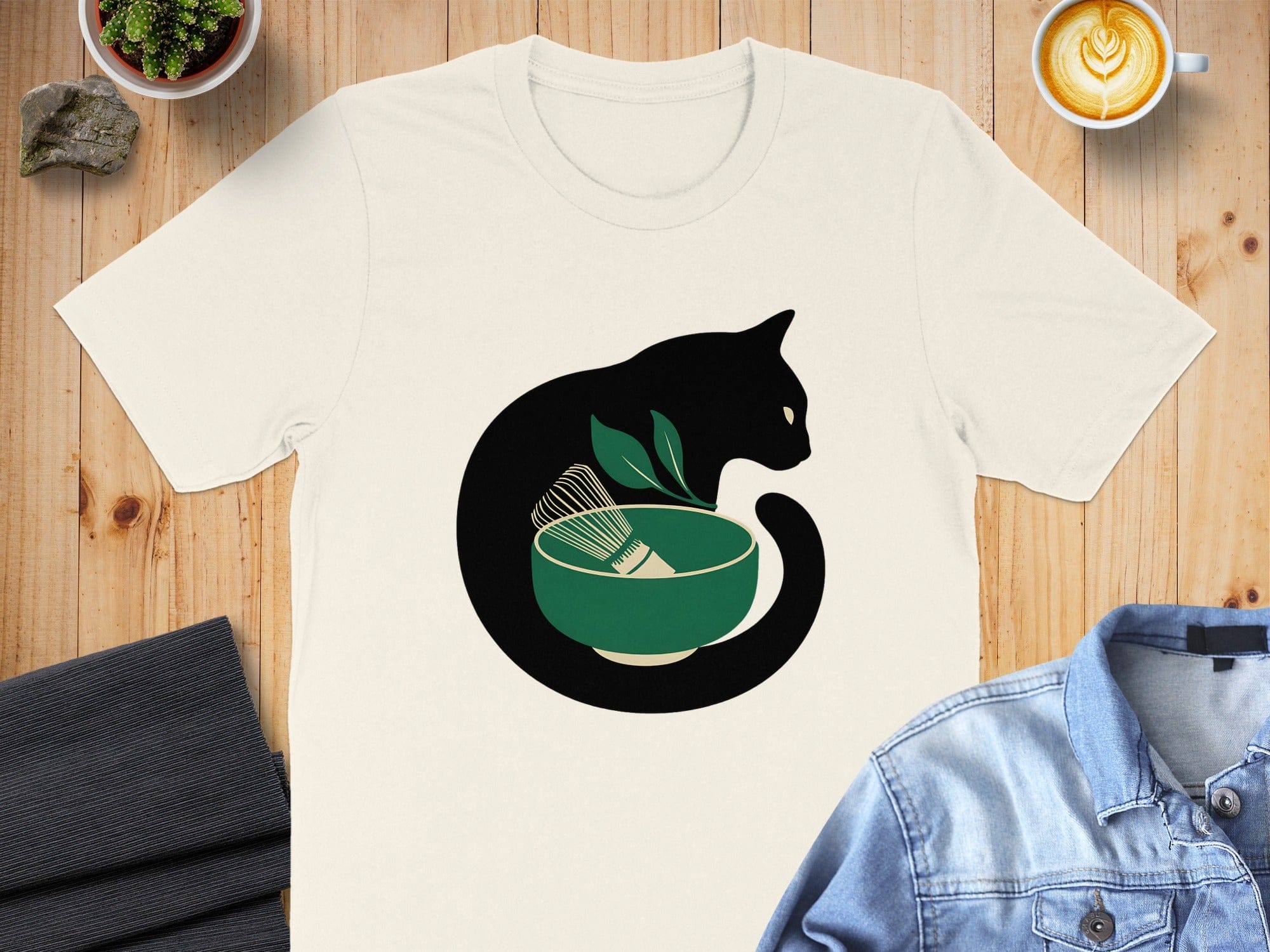 Matcha Cat Art T-Shirt