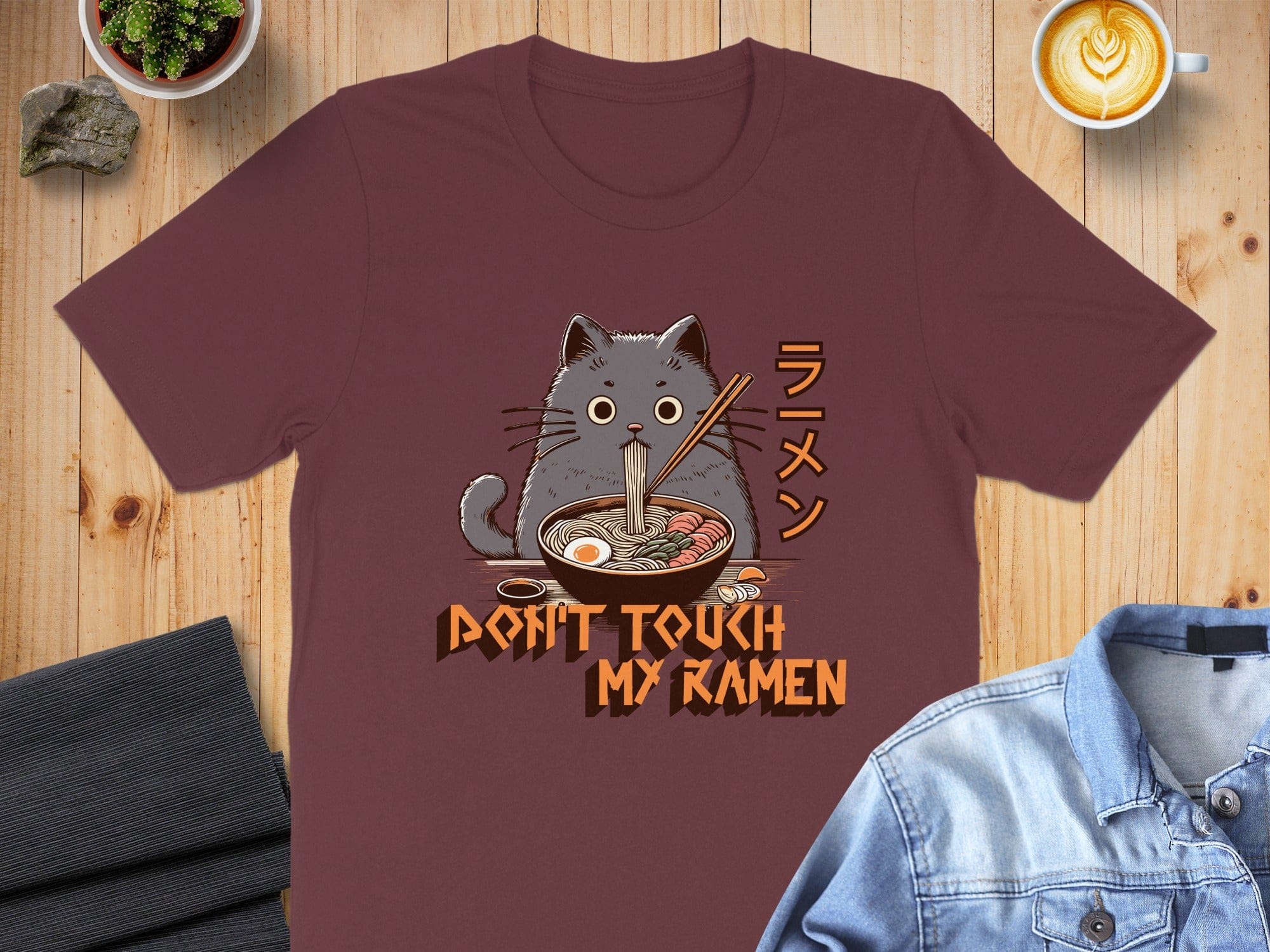 Don't Touch My Ramen Cute Cat Graphic T-Shirt