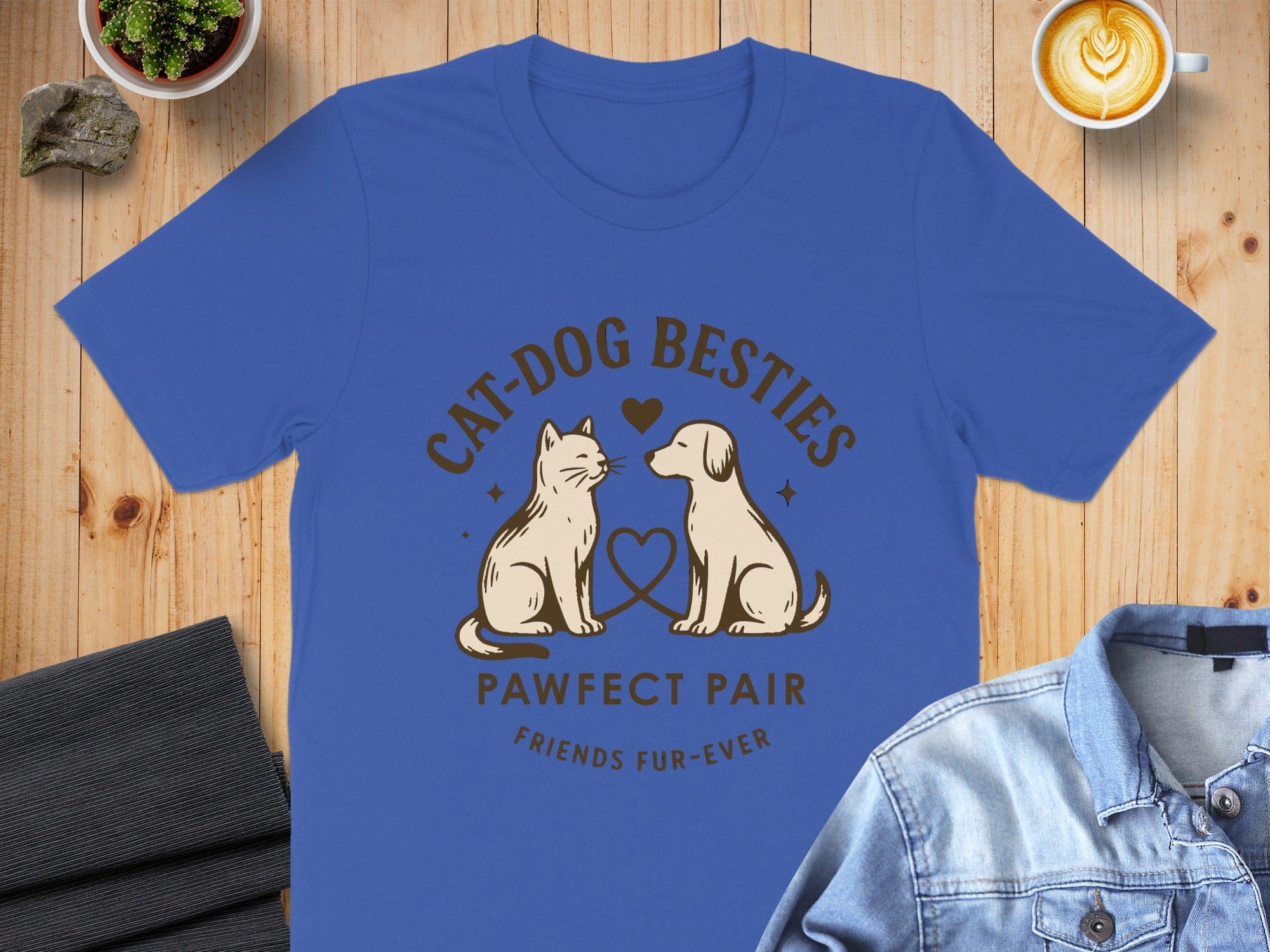 Cat-Dog Besties Pawfect Pair Friends Fur-ever T-shirt
