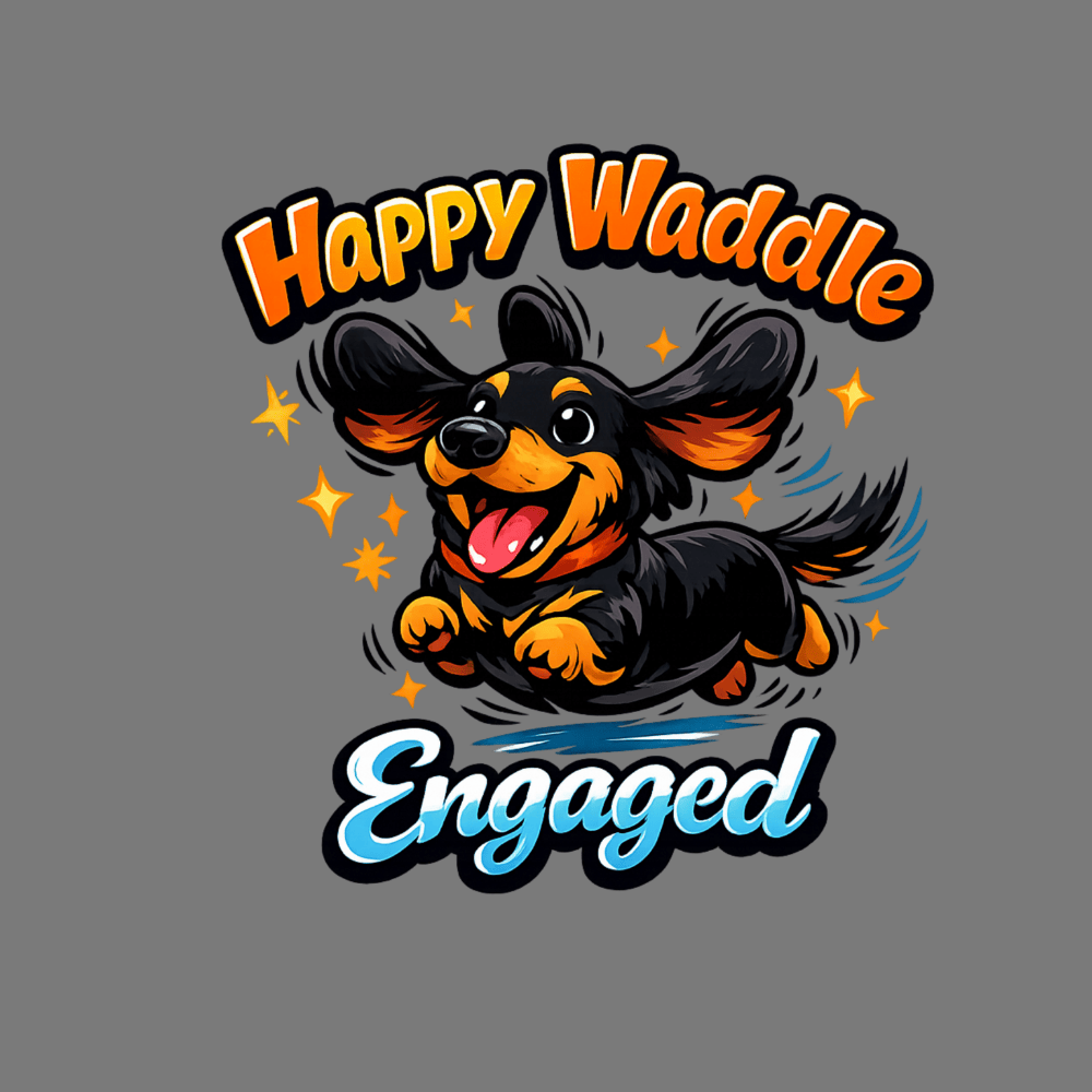 Happy Waddle Engaged Fun and Playful Dog Design