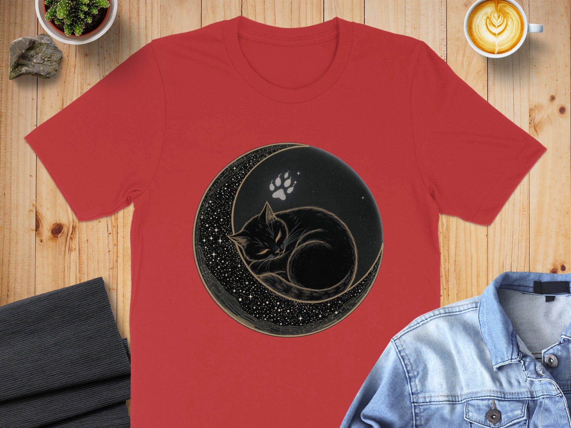 Celestial Cat in Moon Design Casual T-Shirt product
