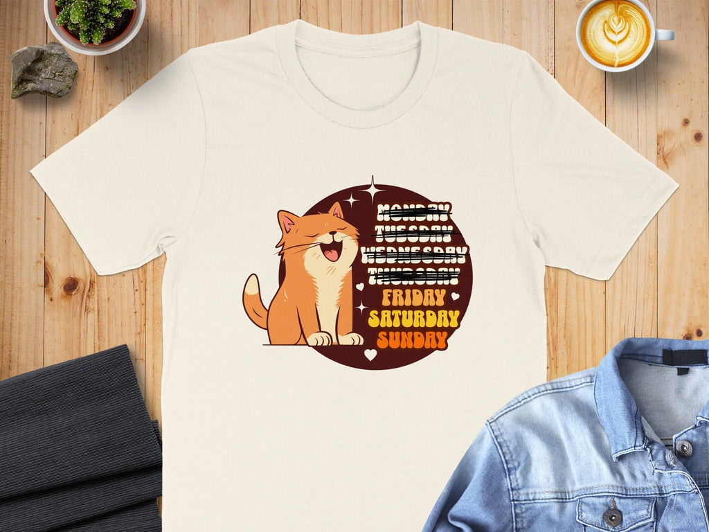 Funny Cat Design with Days of the Week T-Shirt