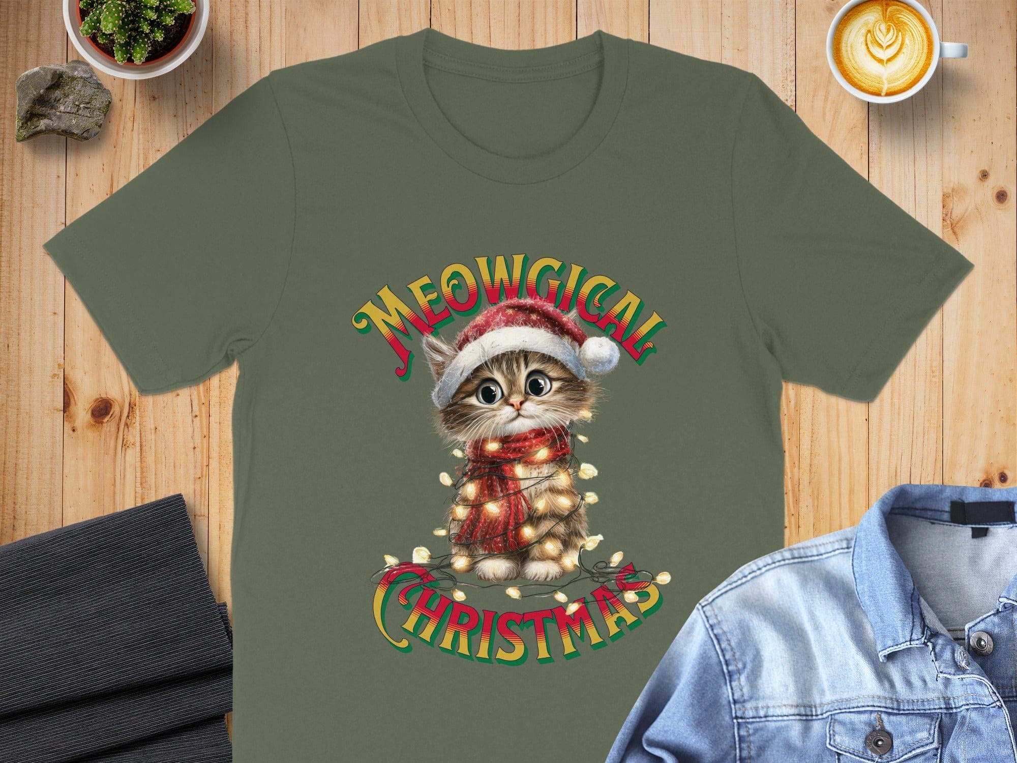 Meowgical Christmas Cat Graphic Holiday T-Shirt