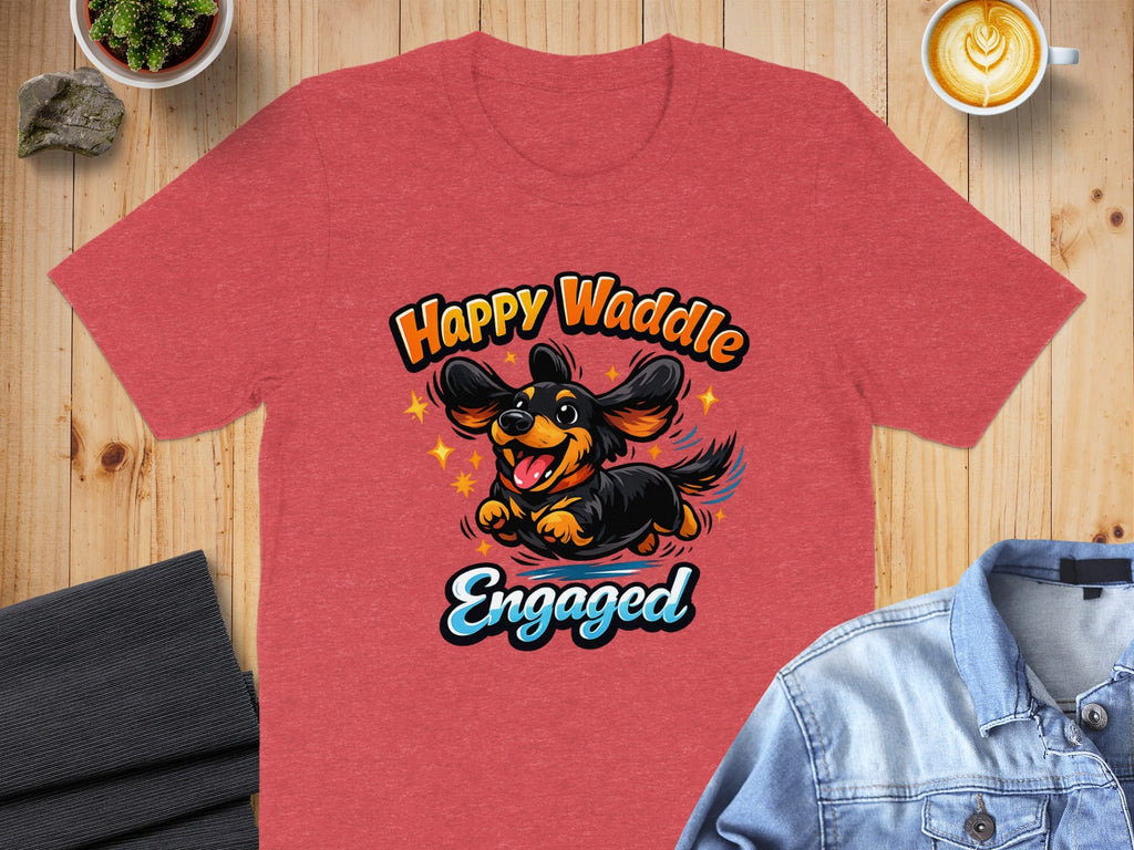 Happy Waddle Engaged Dachshund Graphic T-shirt