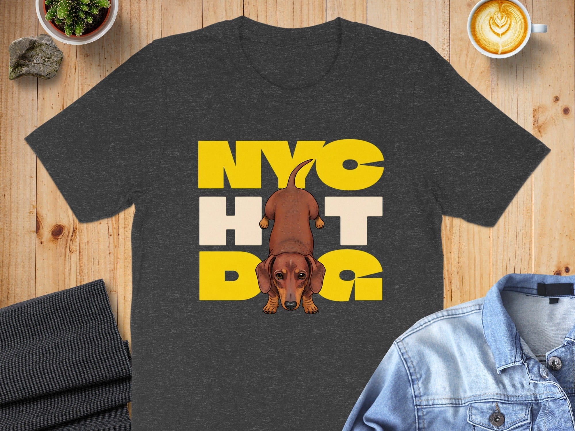 NYC Hot Dog Dachshund Graphic T-Shirt