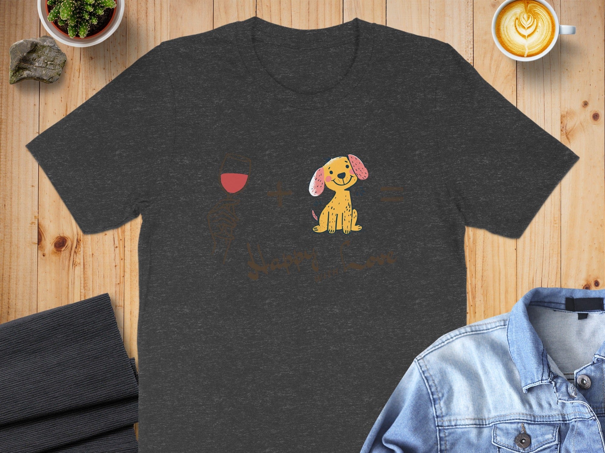 Wine and Dogs Happy Human Unisex T-shirt
