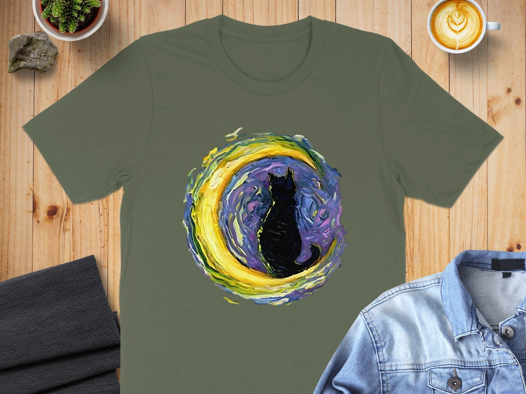 Abstract Cat in Swirling Colors Graphic Shirt