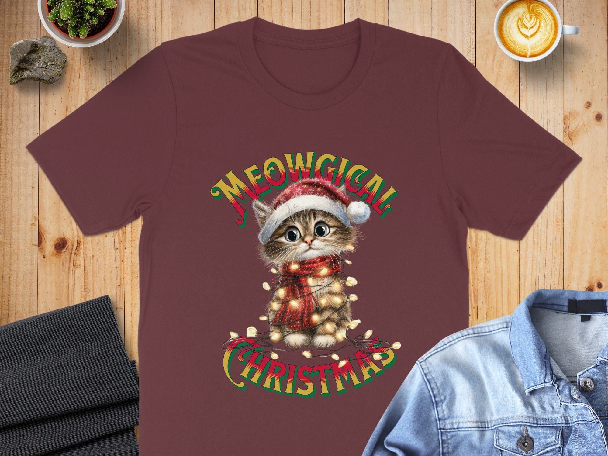 Meowgical Christmas Cute Kitten Graphic T-Shirt
